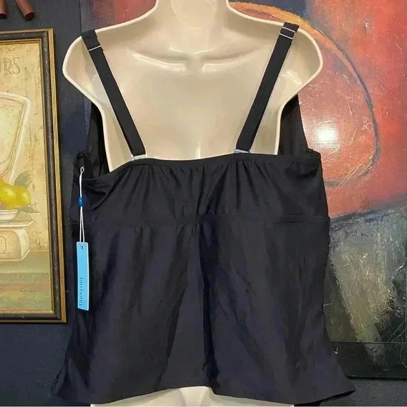 Bare Necessities Birdsong Plus Size Underwire Tankini Swimsuit Top Black Shirred - Picture 5 of 12